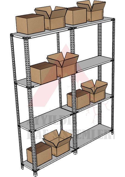 4 Katlı 2'li Beyaz Renk Çelik Raf - Depo, Arşiv, Kiler, Dosya, Market Rafı 43X93 CM-200 cm modelleri