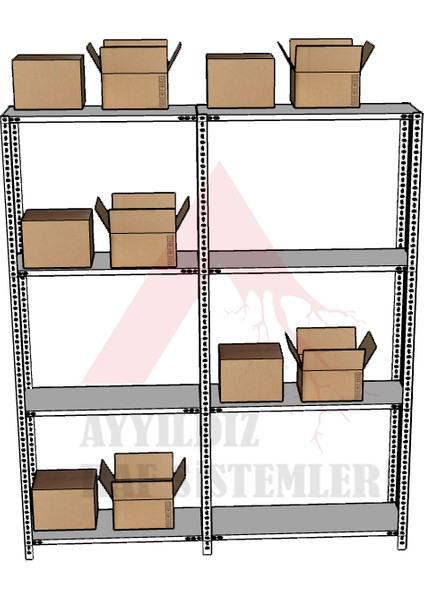 4 Katlı 2'li Beyaz Renk Çelik Raf - Depo, Arşiv, Kiler, Dosya, Market Rafı 43X93 CM-200 cm fırsatları