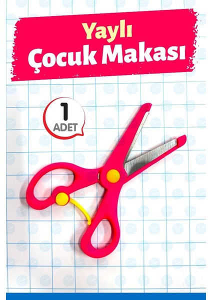 Tuğset Yaylı Çocuk Makası Korumalı Küt Uçlu 1 Adet Yeşil Renkli Güvenli Tasarım modelleri