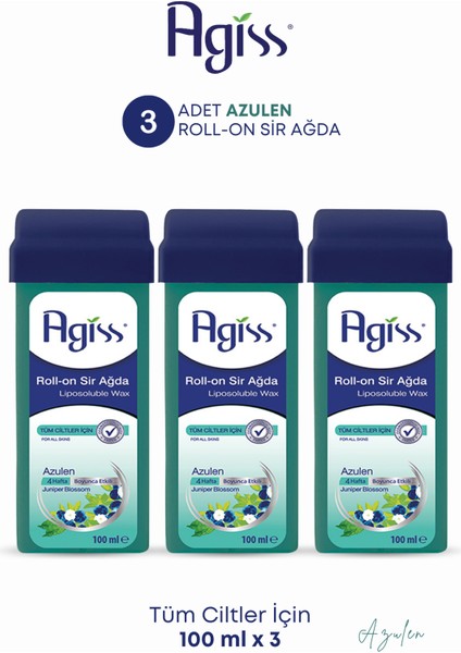 Roll-On Sir Ağda Azulen Tüm Ciltler için 100 ml x 3 Adet