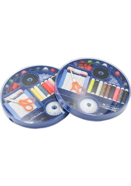 Yuvarlak Kutulu Dikiş Seti, El Işi Malzemeleri, Dikiş Ipi Seti, Iğne, Çıtçıt, Mezura, Lastik Seti fırsatları