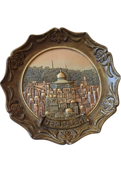 Vintage Jerusalem Temalı El Boyama Duvar Panosu & 18 cm