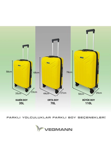 Tartılı Scavel Sarı 3 Lü Valiz Seti