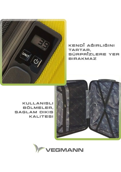 Tartılı Scavel Sarı 3 Lü Valiz Seti