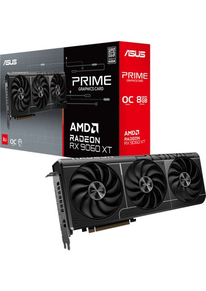 PRIME-RX9060XT-O8G-AMD-RADEON-RX 9060-8G-8GB GDDR6-128BIT--OC-HDMI-2XDP-EKRAN Kartı