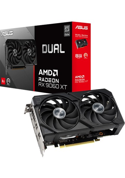 DUAL-RX9060XT-8G-AMD-RADEON-RX 9060-8G-8GB GDDR6-128BIT--HDMI-2XDP-EKRAN Kartı