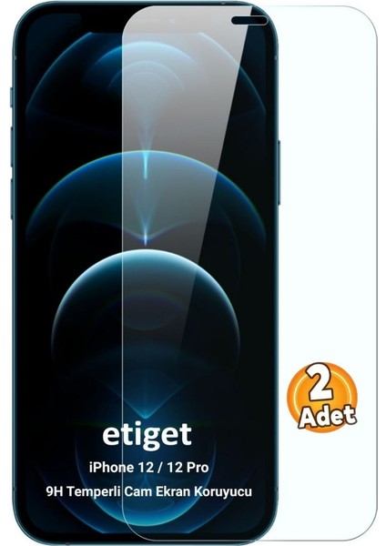 iPhone 12 Pro Temperli Cam Ekran Koruyucu Tam Ekran Kaplama 2 Adet