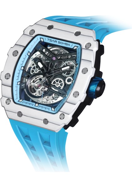 Elemental Serisi – Karbon Fiber Otomatik Saat TB8208CF Beyaz - Mavi