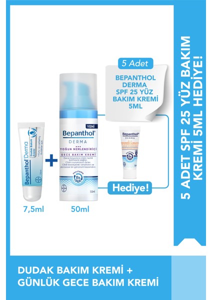 Gece Bakım Kremi 50ML + Dudak Kremi 7.5ml + Spf Mini Yüz Kremi Hediye