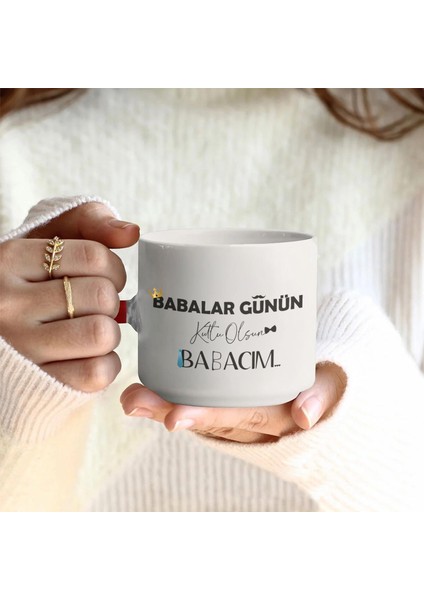 Babalar Günü Temalı T Kulplu Kupa – Kırmızı