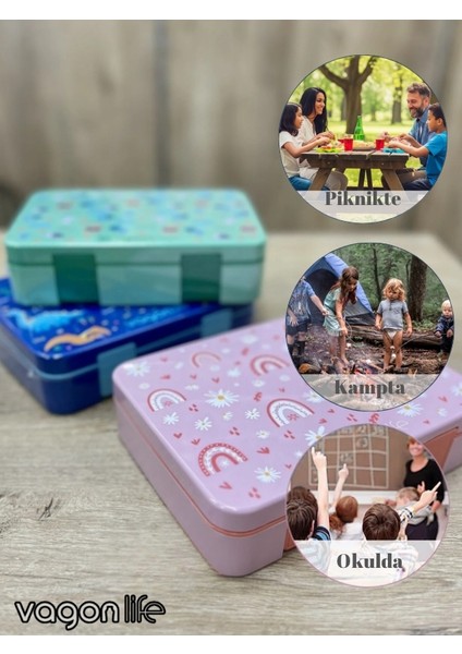 Yeni Nesil Çocuk Beslenme Kutusu Tek Katlı - Bölmeli Lunch Box - 1300 Ml. (Plastik Pp5 Malzeme)