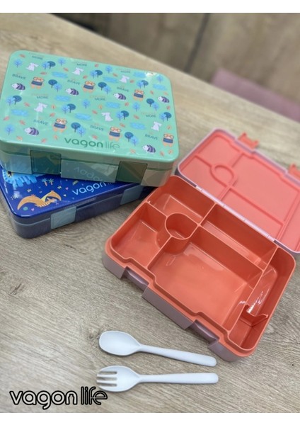 Yeni Nesil Çocuk Beslenme Kutusu Tek Katlı - Bölmeli Lunch Box - 1300 Ml. (Plastik Pp5 Malzeme)