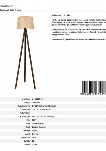 LM-65214-1E Eskitme Kaplama Lambader E27 Ahşap Kumaş 40CM indirimleri