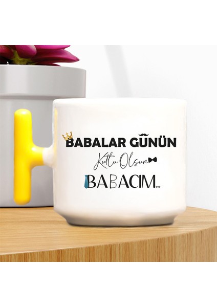 Babalar Günü Temalı T Kulplu Kupa – Sarı