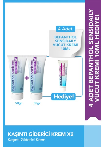Sensiderm 50G 2'li Paket + Sensidaily Mini Boy Hediye - Egzama Için Günlük Vücut Bakım