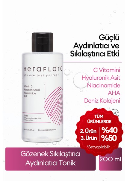 Gözenek Sıkılaştırıc, Nemlendirici, Aydınlatıcı Tonik 200 ml - Niacinamide, Aha, C Vit