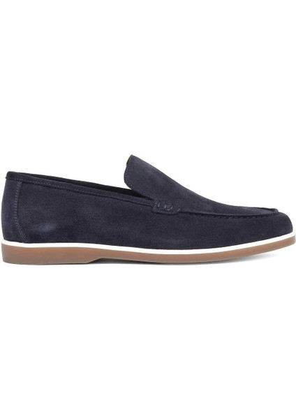 Erkek Lacivert Süet Deri Loafer