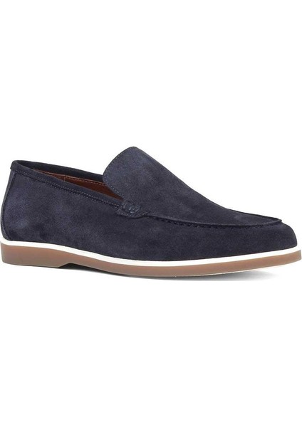 Erkek Lacivert Süet Deri Loafer