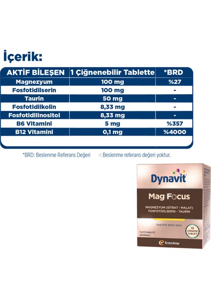Mag Focus 15 Çiğneme Tableti 2’li