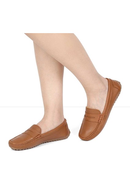 Kadın Taba Deri Loafer