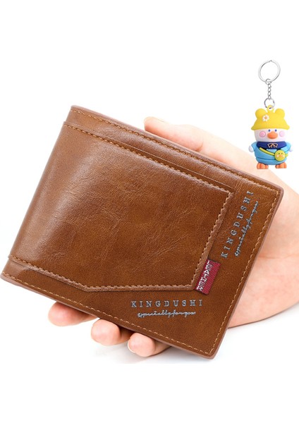 Erkek Cüzdanı Kısa Rahat Dikiş Menteşeli Üç Katlı Çanta Çoklu Kart Yuvası Bozuk Para Çantası Kimlik Çantası Erkek Cüzdanı (Yurt Dışından)