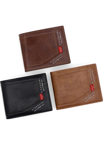 Erkek Cüzdanı Kısa Rahat Dikiş Menteşeli Üç Katlı Çanta Çoklu Kart Yuvası Bozuk Para Çantası Kimlik Çantası Erkek Cüzdanı (Yurt Dışından) fırsatları