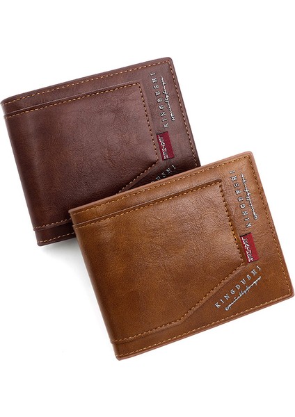 Erkek Cüzdanı Kısa Rahat Dikiş Menteşeli Üç Katlı Çanta Çoklu Kart Yuvası Bozuk Para Çantası Kimlik Çantası Erkek Cüzdanı (Yurt Dışından) indirimleri