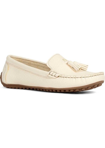 Kadın Bej Püsküllü Deri Loafer modelleri