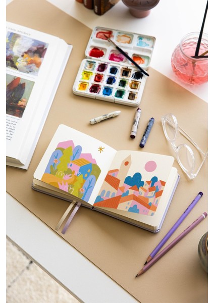 12x12 Cm Sert Kapak 80 Yaprak 140 Gr. Eskiz Defteri - Sketch Book - Siyah