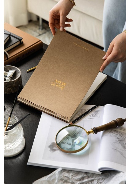 A4 Kraft Kapak 60 Yaprak 140 Gr. Perforajlı Eskiz Defteri - Sketch Book