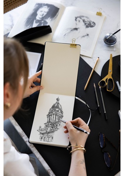21x15 Sert Kapak 80 Yaprak 140 Gr. Eskiz Defteri - Sketch Book – Siyah