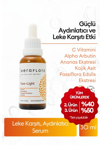Pure Light Aydınlatıcı,leke Karşıtı Serum 30 ml Vitamin C,arbutin,ananas Eks,kojik Asit