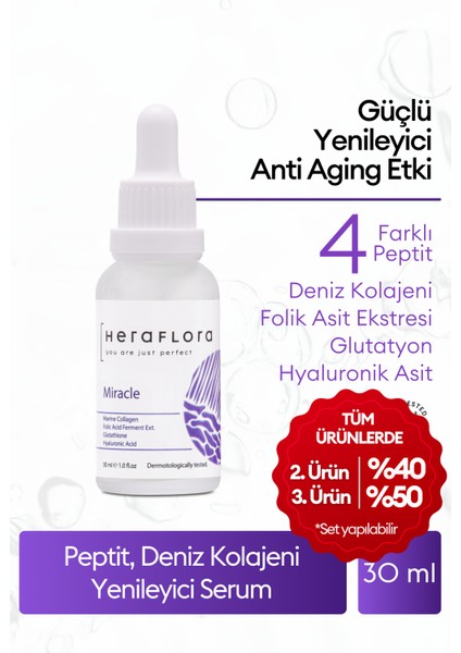 Miracle Kolajen, Bacillus Ferment Ekstrat, Glutatyon Canlandırıcı Cilt Serumu 30 ml