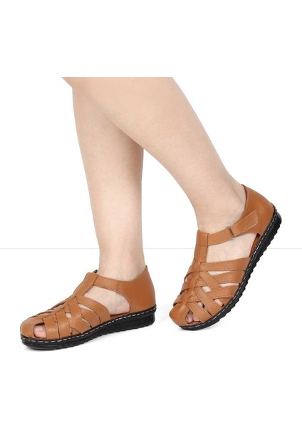 Kadın Taba Bilekten Bantlı Deri Sandalet fiyatları