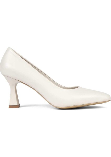 Kadın Bej Ince Topuklu Deri Stiletto