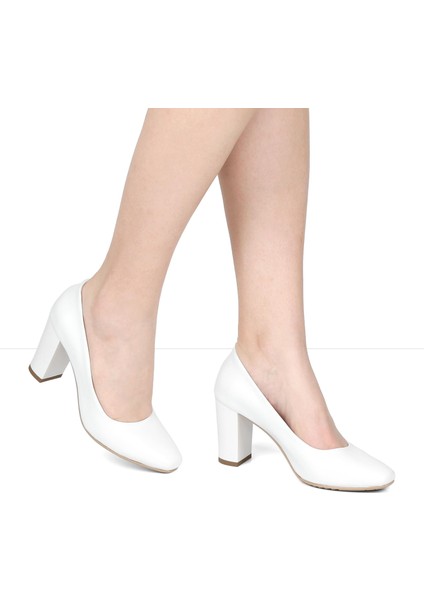 Kadın Beyaz Topuklu Deri Klasik Ayakkabı fiyatları