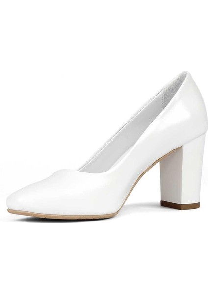 Kadın Beyaz Topuklu Deri Klasik Ayakkabı fırsatları