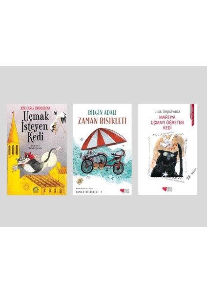 3'lü Kitap Seti (Uçmak Isteyen Kedi + Zaman Bisikleti + Martıya Uçmayı Öğreten Kedi)