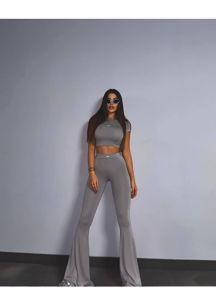 Kadın Fashion Crop ve Ispanyol Pacaça Tayt Takım