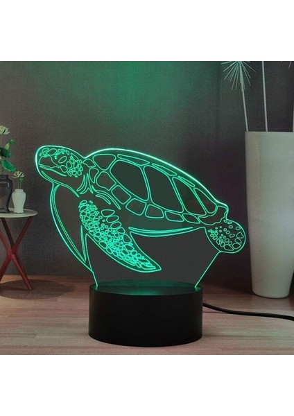 Hayvan 3D LED Gece Lambası, Kaplumbağa Karikatür Ebeveyn (Yurt Dışından)