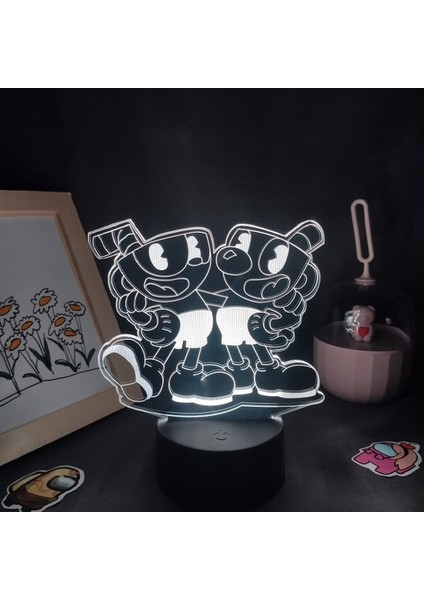 Oyun Cuphead Mugman Lambası LED Gece Lambası 3D Illusi Ebeveyn (Yurt Dışından)