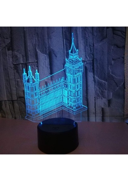 3D Big Ben Gece Lambası USB Dokunmatik Anahtar Dekor Masası (Yurt Dışından)