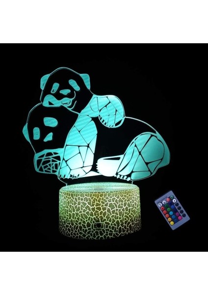 Yaratıcı 3D Panda Gece Lambası 16 Renk Değişen U (Yurt Dışından)