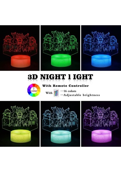 3D Anime Gece Lambası 1 Desen ve 16 Renk Değişimi (Yurt Dışından) modelleri