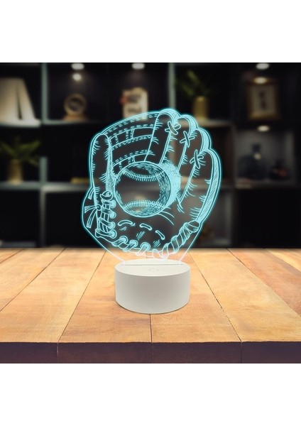 , Müzik 3D LED Masa Lambası, Caz Trompet I 8 "x 10" Beyaz Taban Beyzbol Elnli Oyuncu Topları Yakalamak (Yurt Dışından) modelleri