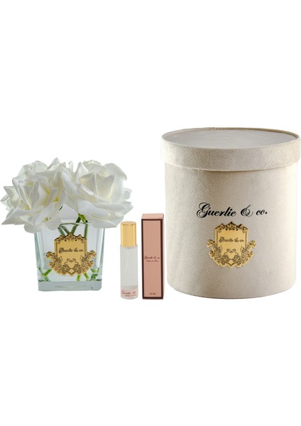 Guerlieandco. Beyaz 4 Gül Kare Cam Gold