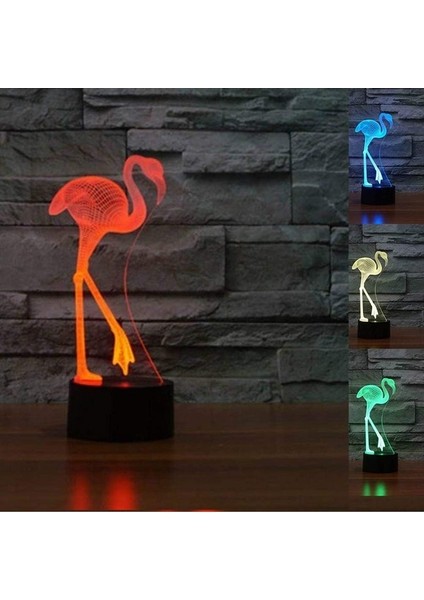 3D Flamingo Gece Lambası Hayvan Lambası Illus (Yurt Dışından)