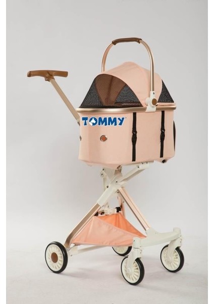 Evcil Hayvan Arabası Gold Pembe 83x48.5x 110cm Max 10kg