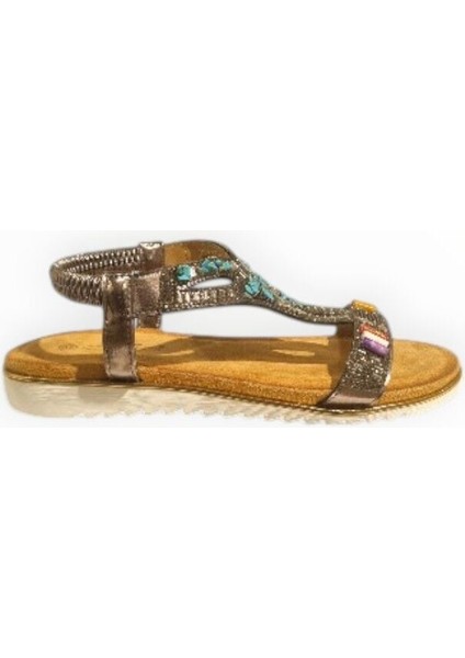Kadın Taşlı Sandalet Gri - 38