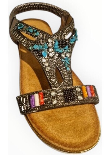 Kadın Taşlı Sandalet Gri - 37 fırsatları